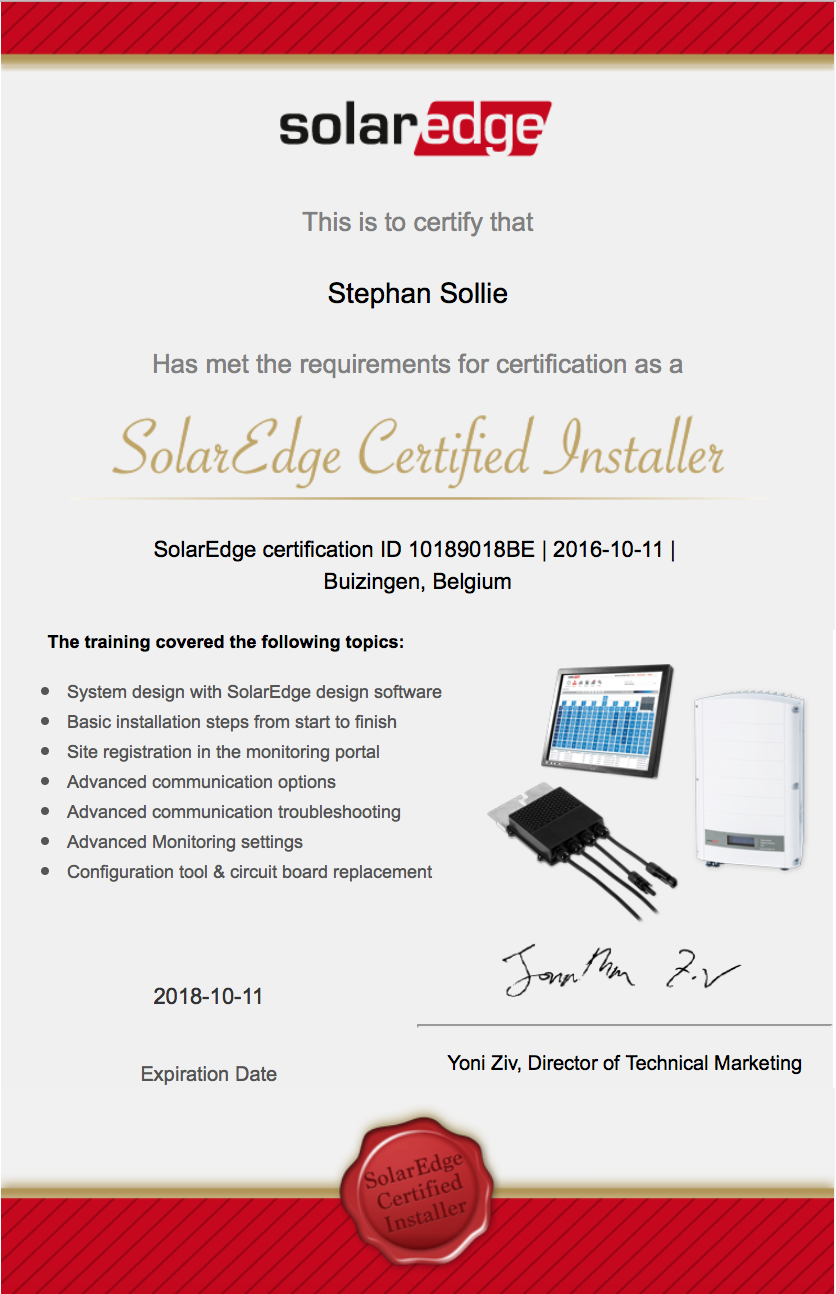 Solaredge Certified Installer klein
